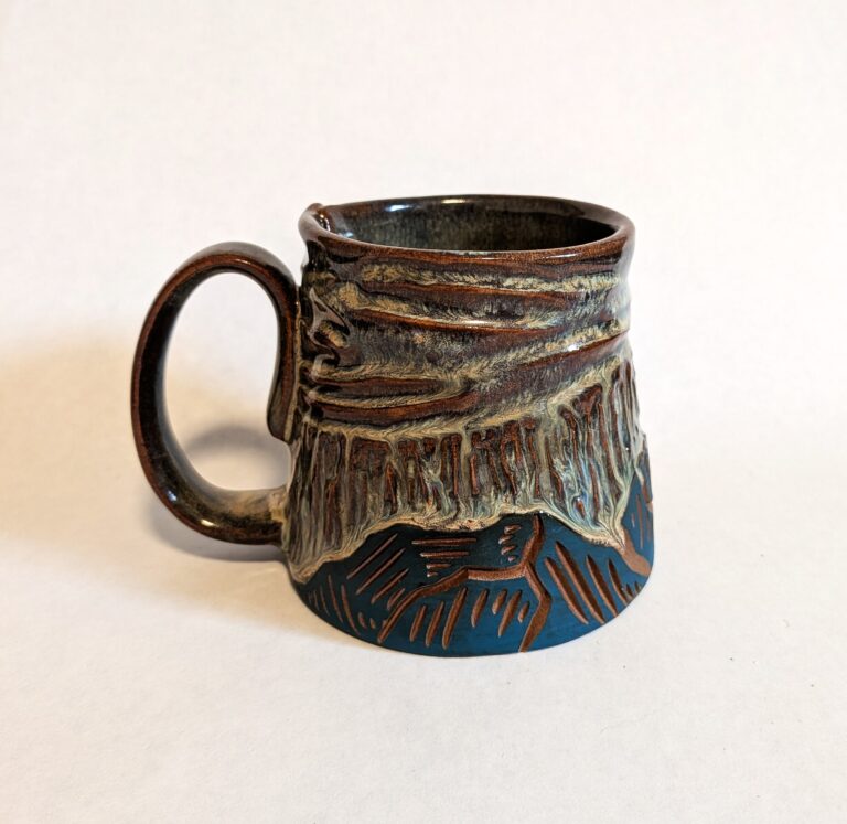 carved mountain mug